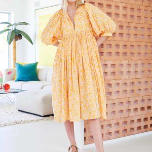 SUNDRY size 1 floral midi dress in peach / mango